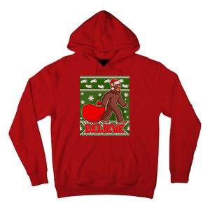 Believe In Santa Bigfoot Ugly Christmas Tall Hoodie