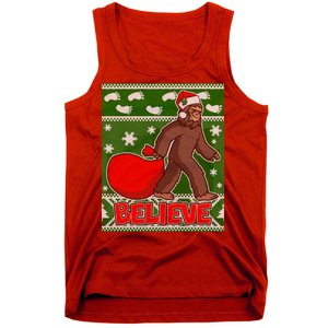 Believe In Santa Bigfoot Ugly Christmas Tank Top