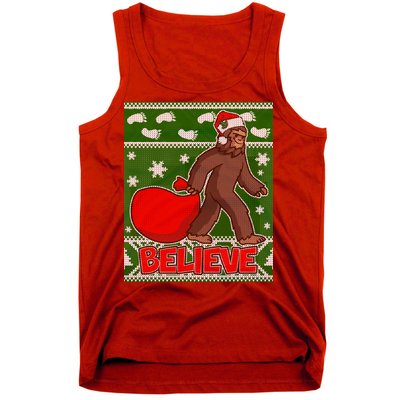 Believe In Santa Bigfoot Ugly Christmas Tank Top