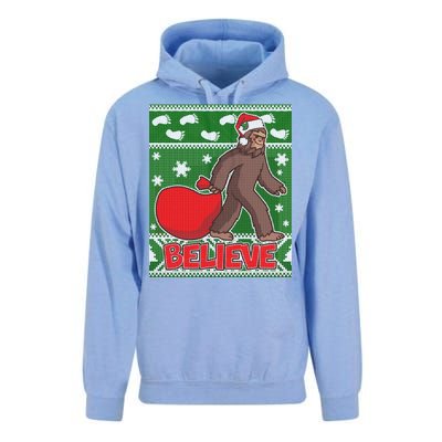 Believe In Santa Bigfoot Ugly Christmas Unisex Surf Hoodie