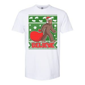 Believe In Santa Bigfoot Ugly Christmas Softstyle CVC T-Shirt