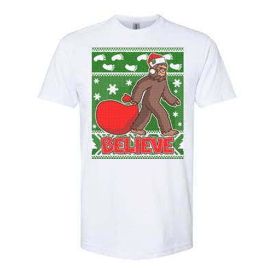 Believe In Santa Bigfoot Ugly Christmas Softstyle CVC T-Shirt