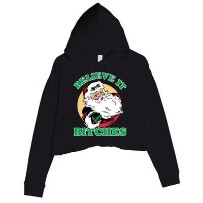 Believe It Bitches - Santa Funny Christmas Crop Fleece Hoodie