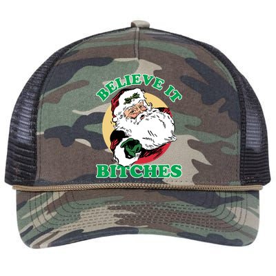 Believe It Bitches - Santa Funny Christmas Retro Rope Trucker Hat Cap