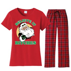 Believe It Bitches - Santa Funny Christmas Women's Flannel Pajama Set