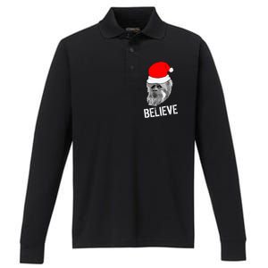 Believe Santa Sasquatch Performance Long Sleeve Polo