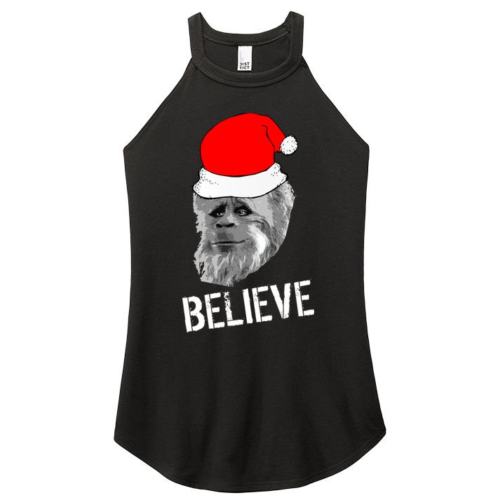 Believe Santa Sasquatch Women's Perfect Tri Rocker Tank