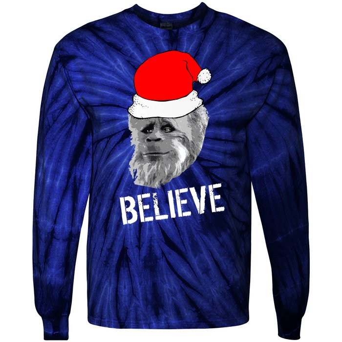 Believe Santa Sasquatch Tie-Dye Long Sleeve Shirt