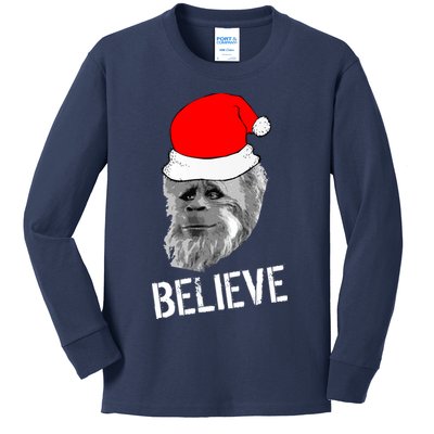 Believe Santa Sasquatch Kids Long Sleeve Shirt