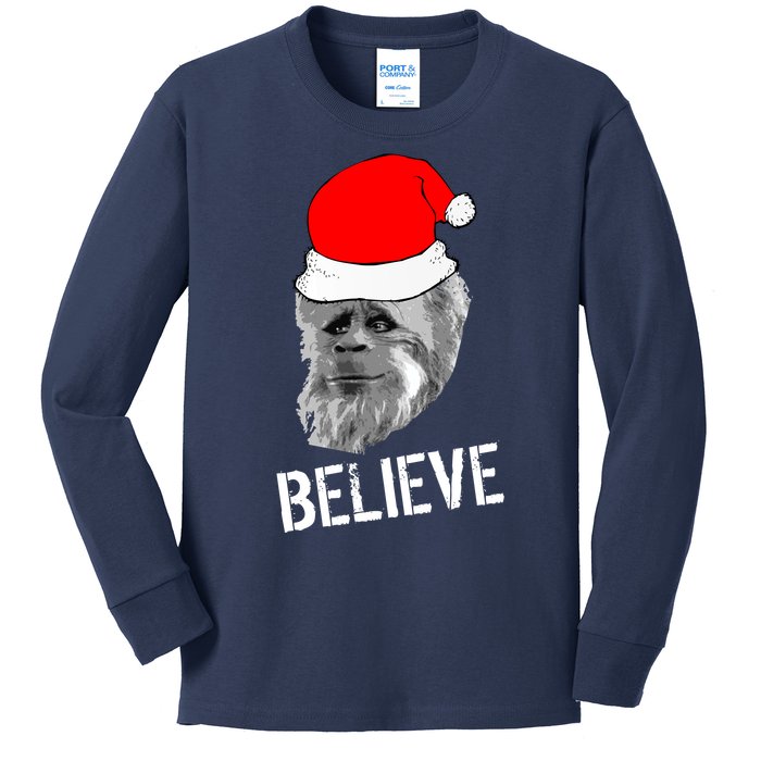 Believe Santa Sasquatch Kids Long Sleeve Shirt