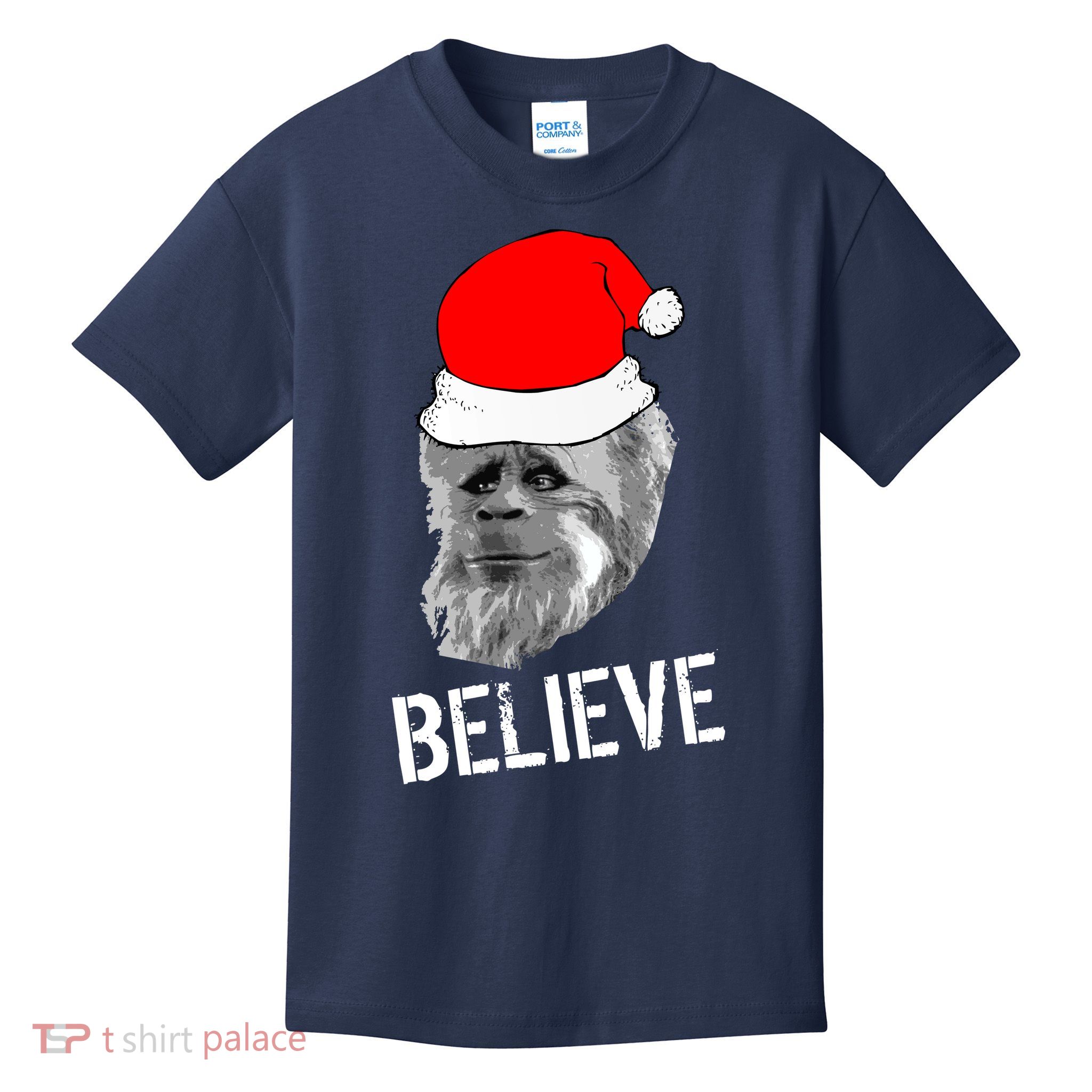 Believe Santa Sasquatch Kids T-Shirt