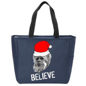 Believe Santa Sasquatch Zip Tote Bag