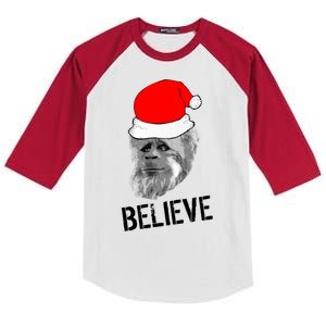 Believe Santa Sasquatch Kids Colorblock Raglan Jersey