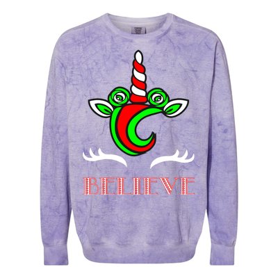 Believe Unicorn Christmas Colorblast Crewneck Sweatshirt