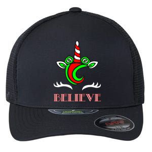 Believe Unicorn Christmas Flexfit Unipanel Trucker Cap