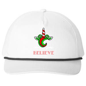 Believe Unicorn Christmas Snapback Five-Panel Rope Hat