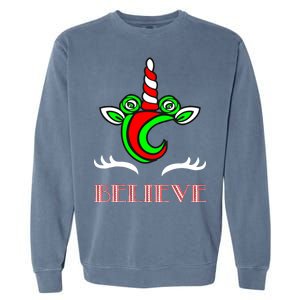 Believe Unicorn Christmas Garment-Dyed Sweatshirt