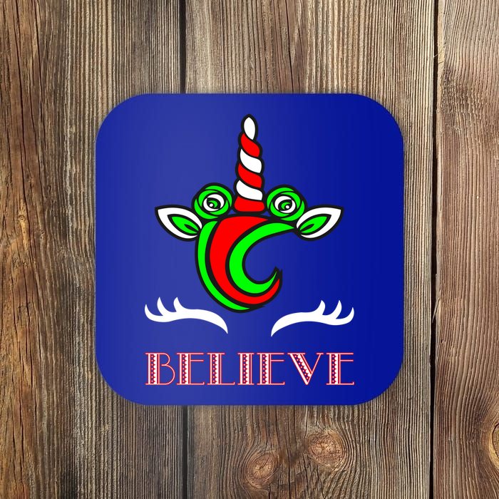 Believe Unicorn Christmas Coaster