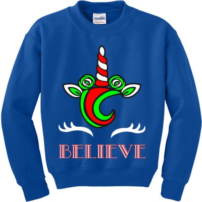 Believe Unicorn Christmas Kids Sweatshirt