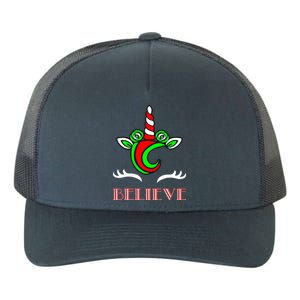 Believe Unicorn Christmas Yupoong Adult 5-Panel Trucker Hat