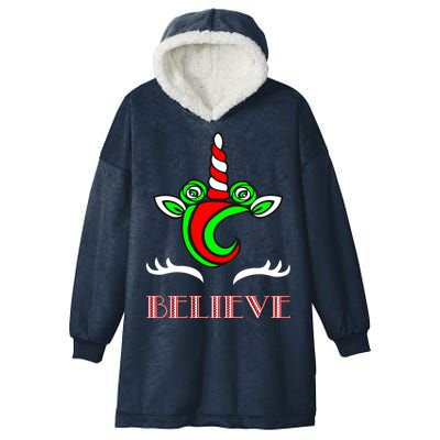 Believe Unicorn Christmas Hooded Wearable Blanket