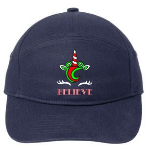 Believe Unicorn Christmas 7-Panel Snapback Hat