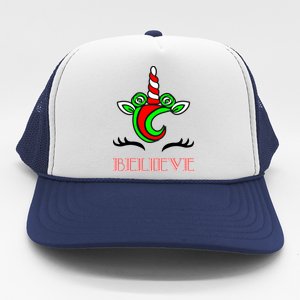 Believe Unicorn Christmas Trucker Hat