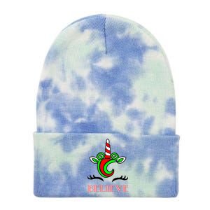 Believe Unicorn Christmas Tie Dye 12in Knit Beanie