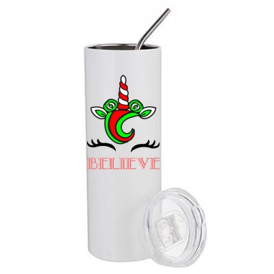 Believe Unicorn Christmas Stainless Steel Tumbler