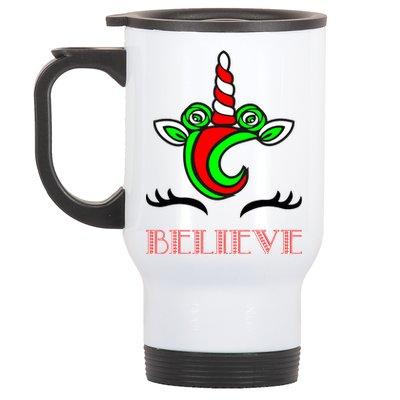 Believe Unicorn Christmas Stainless Steel Travel Mug