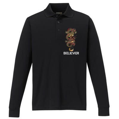 Believer Of Dragons Performance Long Sleeve Polo