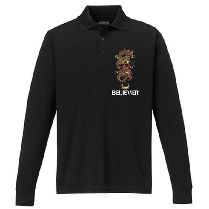 Believer Of Dragons Performance Long Sleeve Polo