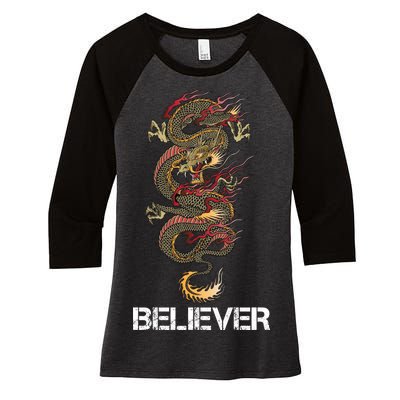 Believer Of Dragons Women's Tri-Blend 3/4-Sleeve Raglan Shirt