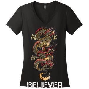 Believer Of Dragons Women's V-Neck T-Shirt