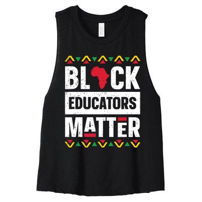 Black Educators Matter Teacher Black History Month Women's Racerback Cropped Tank