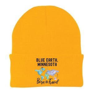 Blue Earth Minnesota Born To Travel World Explorer Gift Knit Cap Winter Beanie