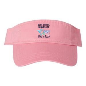 Blue Earth Minnesota Born To Travel World Explorer Gift Valucap Bio-Washed Visor