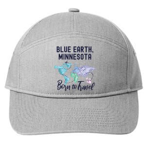 Blue Earth Minnesota Born To Travel World Explorer Gift 7-Panel Snapback Hat