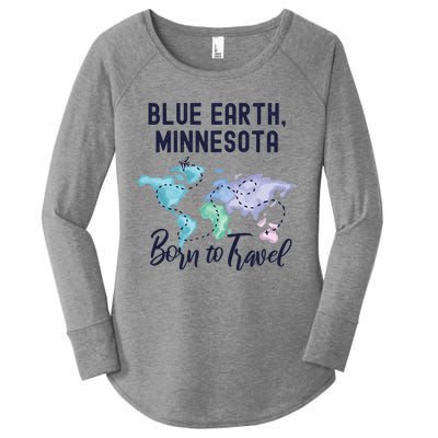 Blue Earth Minnesota Born To Travel World Explorer Gift Women's Perfect Tri Tunic Long Sleeve Shirt