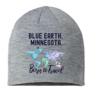 Blue Earth Minnesota Born To Travel World Explorer Gift Sustainable Beanie