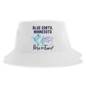 Blue Earth Minnesota Born To Travel World Explorer Gift Sustainable Bucket Hat