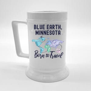 Blue Earth Minnesota Born To Travel World Explorer Gift Beer Stein