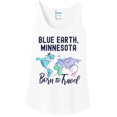 Blue Earth Minnesota Born To Travel World Explorer Gift Ladies Essential Tank