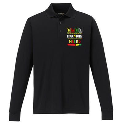 Black Educators Matter Juneteenth Black History Month Great Gift Performance Long Sleeve Polo