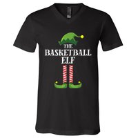 Basketball Elf Matching Family Group Christmas Party V-Neck T-Shirt