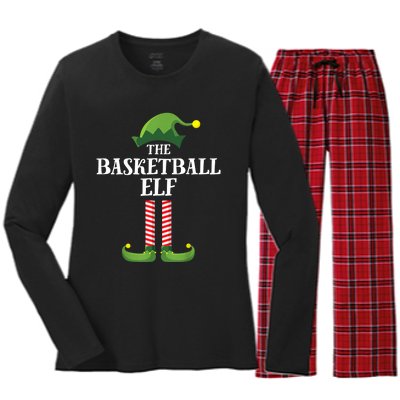 Basketball Elf Matching Family Group Christmas Party Women's Long Sleeve Flannel Pajama Set 