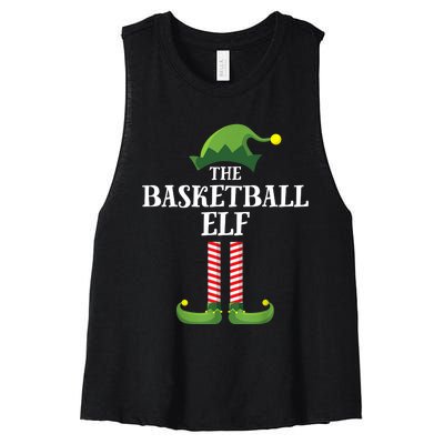 Basketball Elf Matching Family Group Christmas Party Women's Racerback Cropped Tank