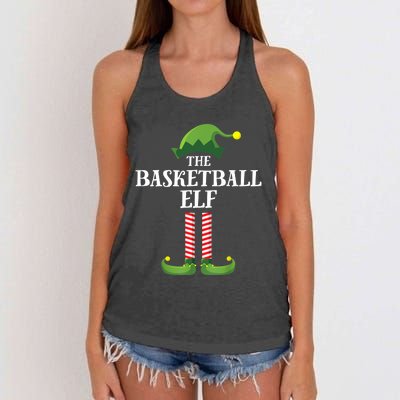 Basketball Elf Matching Family Group Christmas Party Women's Knotted Racerback Tank