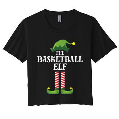 Basketball Elf Matching Family Group Christmas Party Women's Crop Top Tee