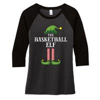 Basketball Elf Matching Family Group Christmas Party Women's Tri-Blend 3/4-Sleeve Raglan Shirt